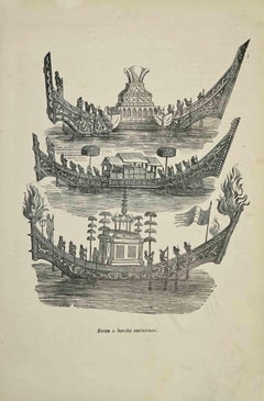 Antique Customs - Chinese Boats - Lithograph - 1862