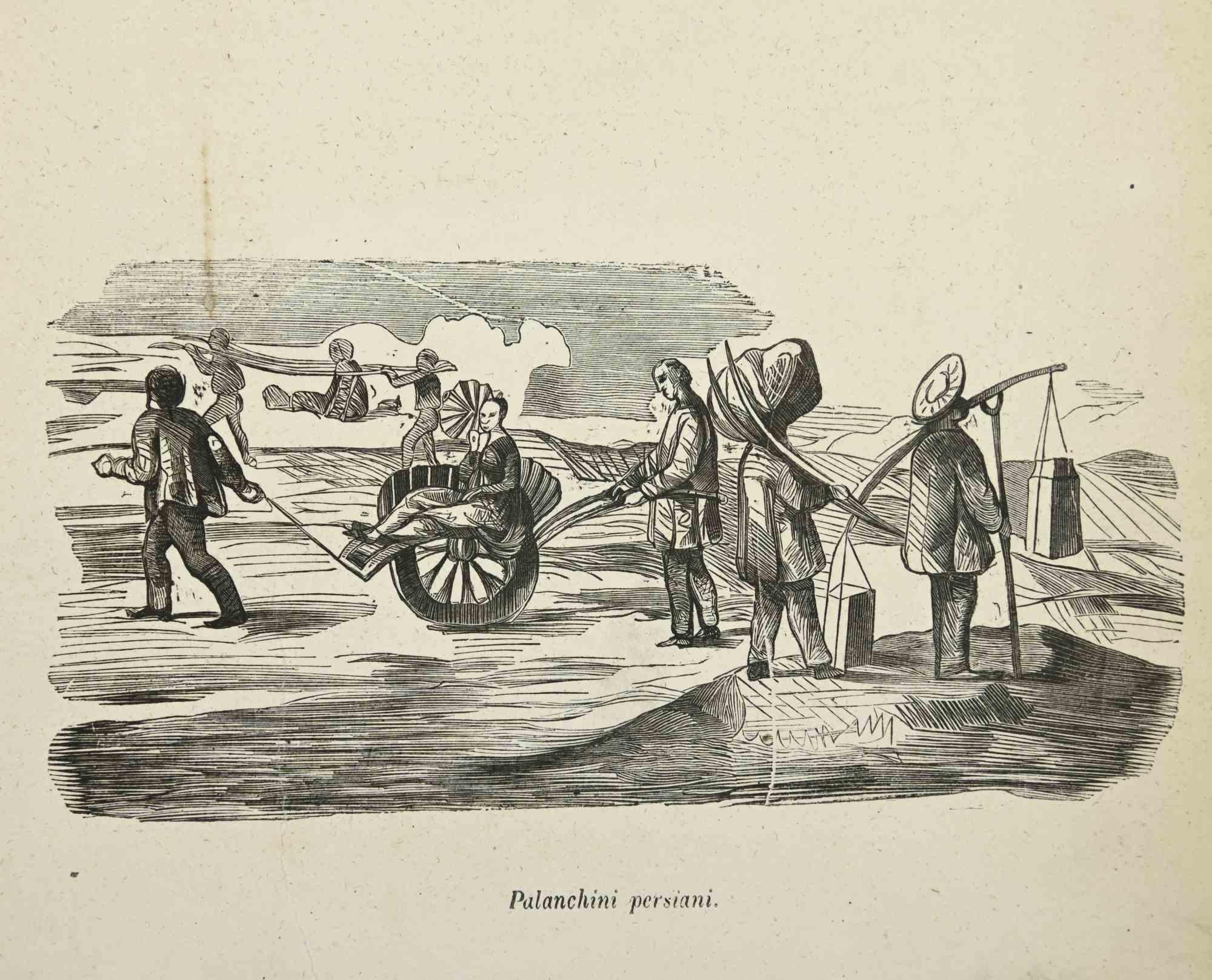 Figurative Print di Various Artists - Dogana - Palanchini - Litografia - 1862