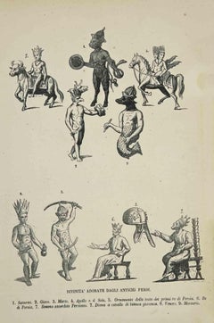 Customs - divinités perses - Lithographie - 1862