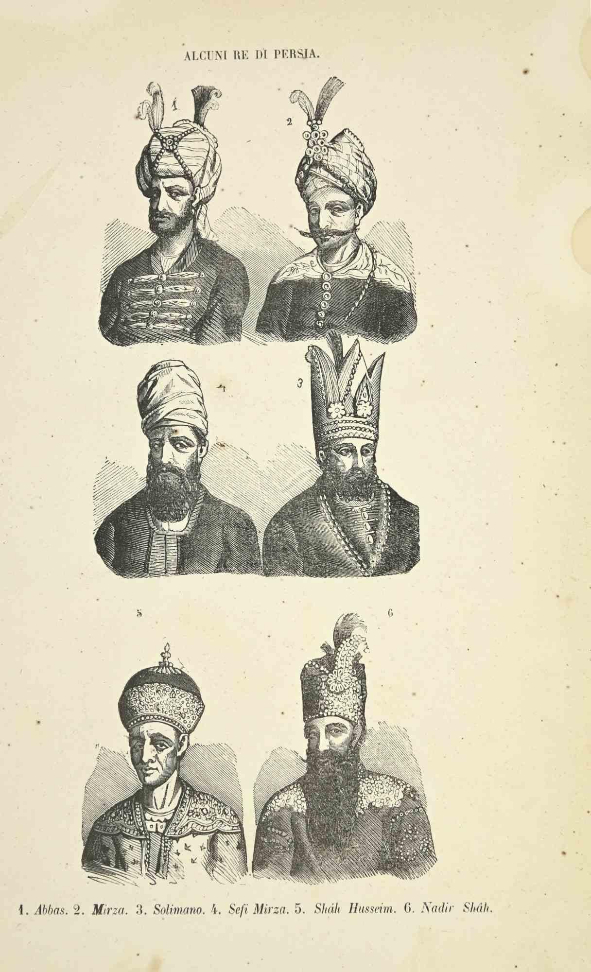 Various Artists Figurative Print - Customs - Persian Kings - Lithograph - 1862