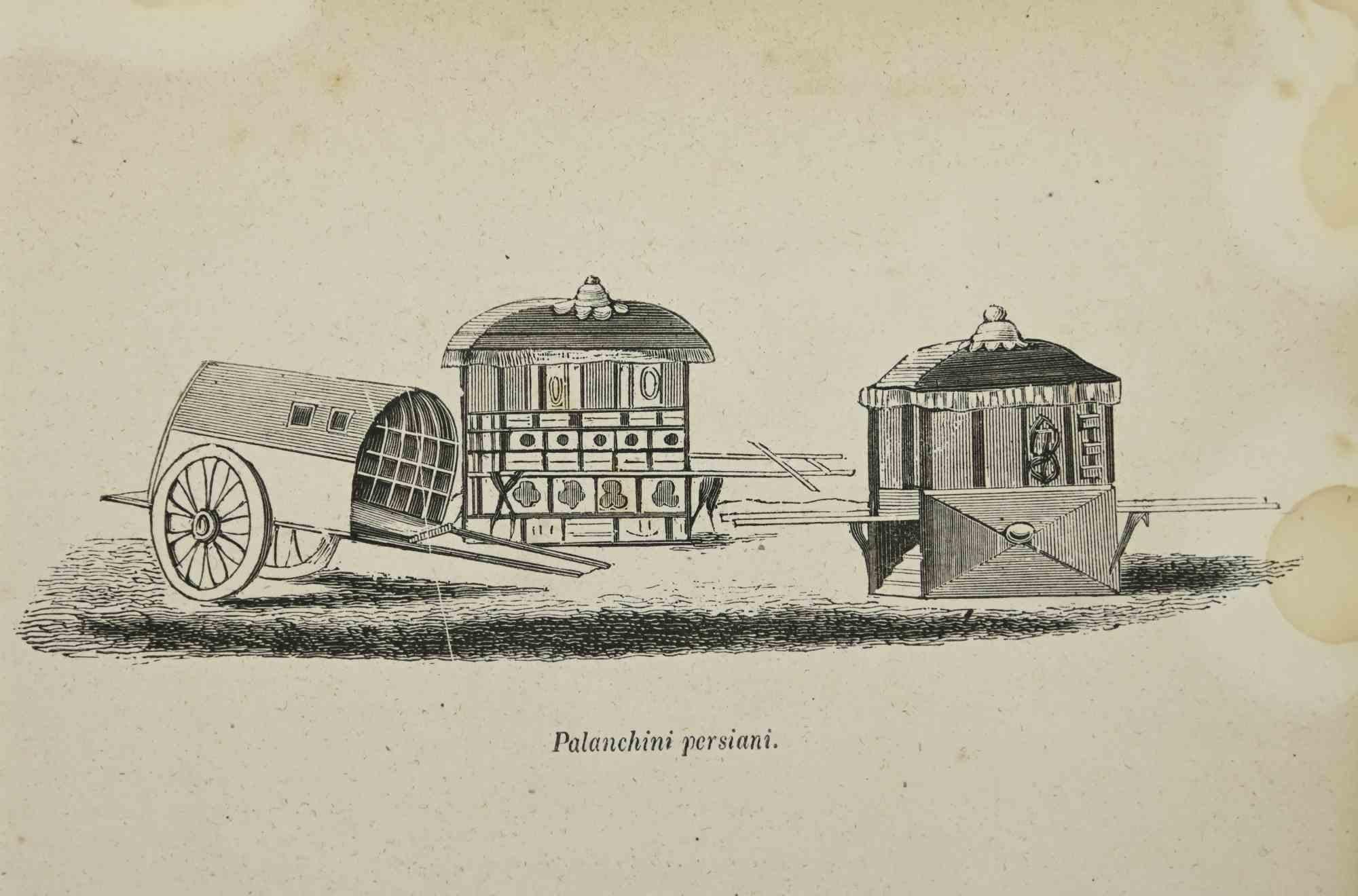 Portrait Print di Various Artists - Dogana - Palanchini persiani - Litografia - 1862
