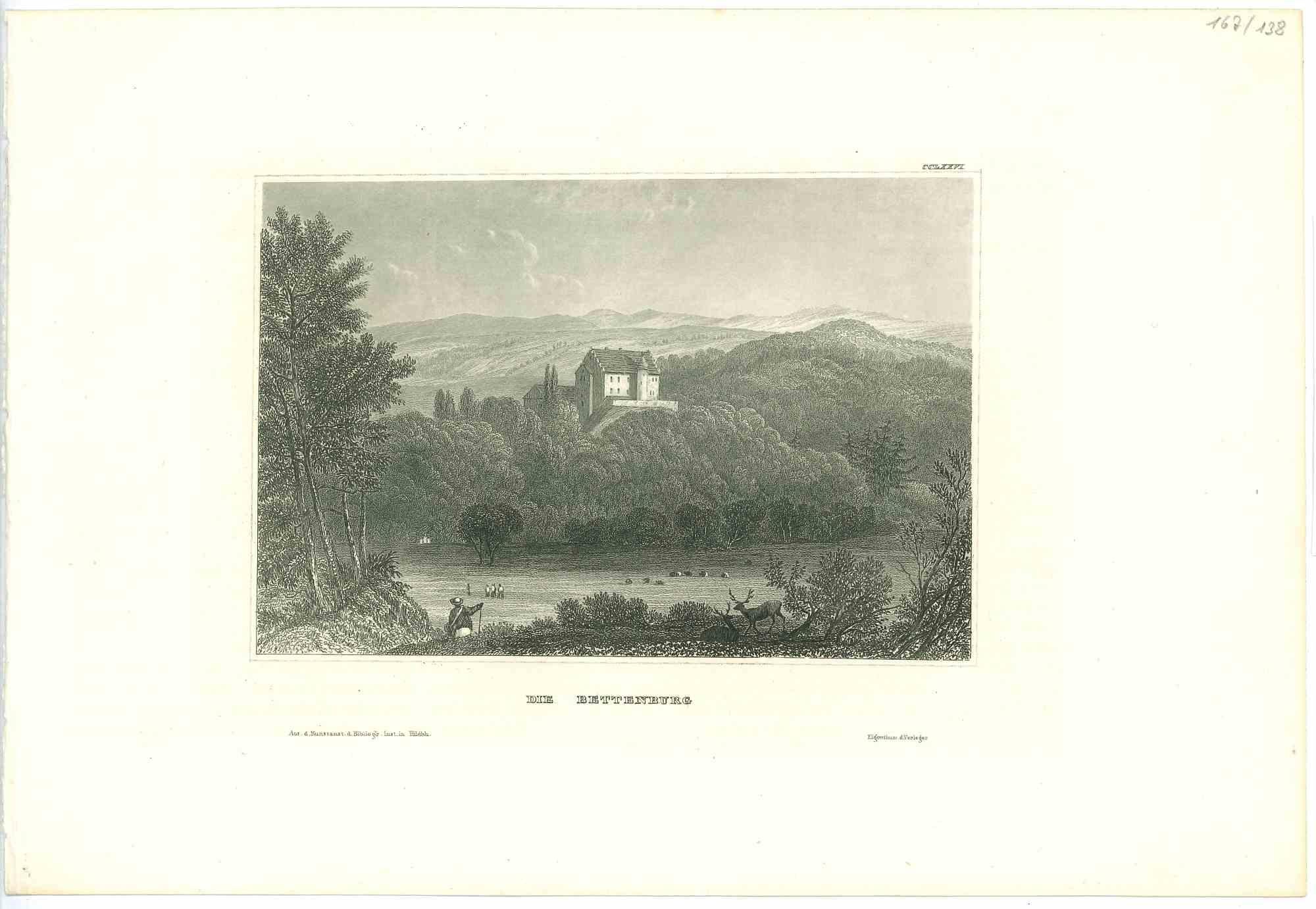 Unknown Landscape Print - Die Bettenburg - Original Lithograph - Mid 19th Century