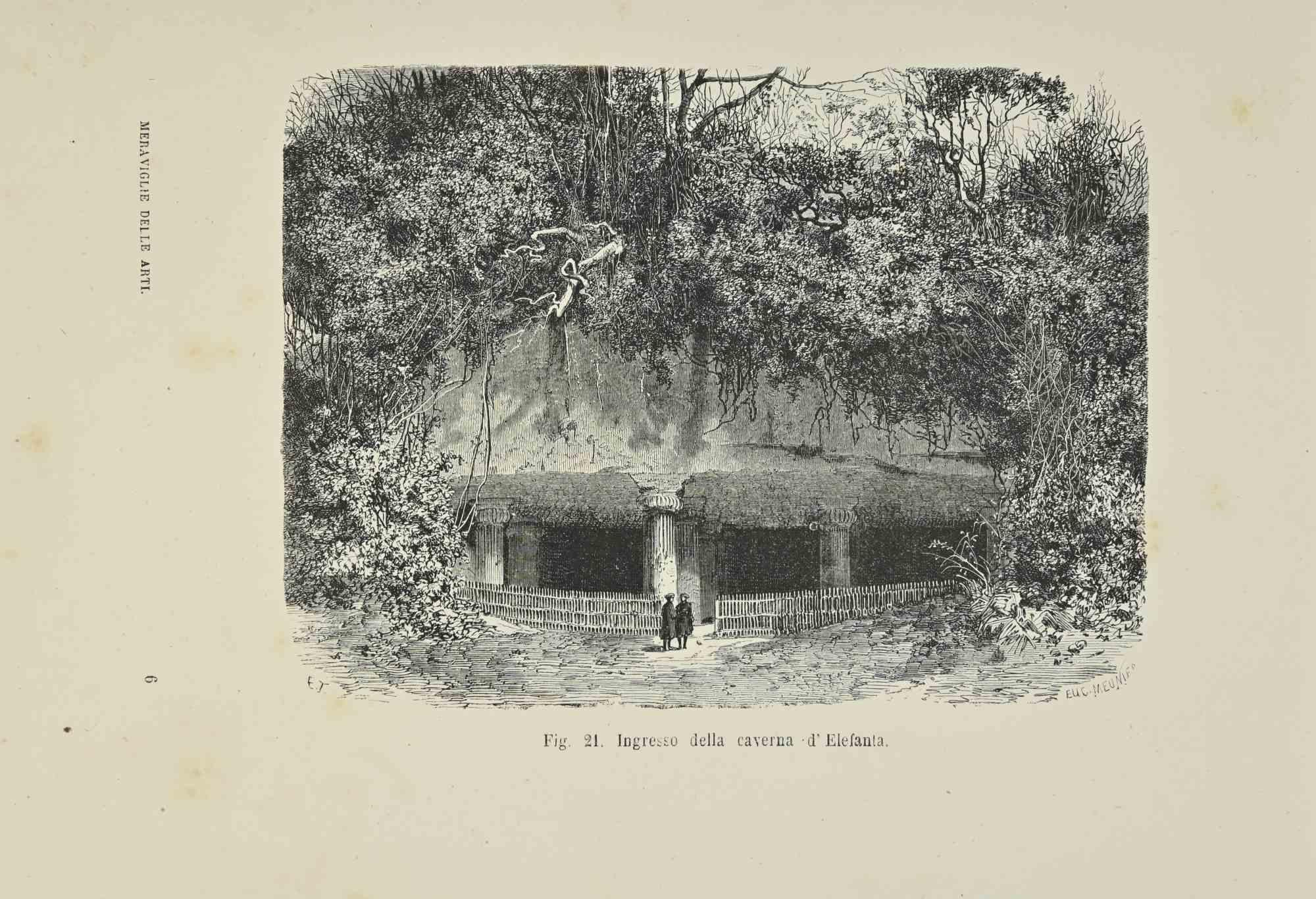 Figurative Print di Various Artists - Ingresso alla Grotta dell'Elefante - Litografia - 1862