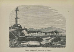 Genoa-Ansicht von der Laterne des Hafens aus der Genua – Lithographie – 1862