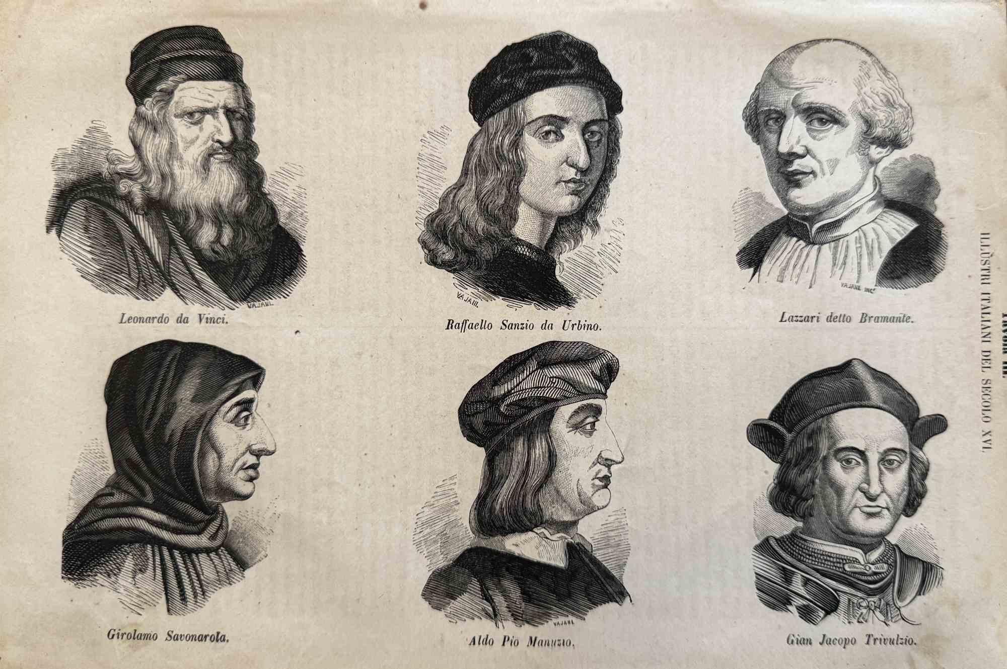 Various Artists Figurative Print - Italian Celebrities of 16th Century - Lithograph - 1862