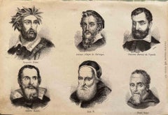 Italienische berühmte Persönlichkeiten des 16. Jahrhunderts – Lithographie – 1862