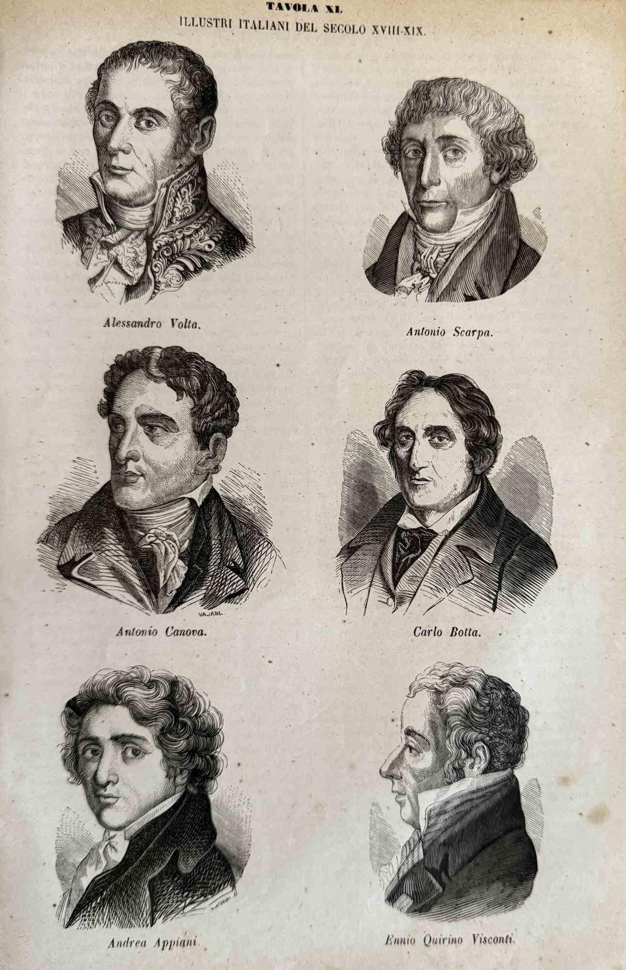 Various Artists Figurative Print - Italian Celebrities of 18th-19th Century - Lithograph - 1862