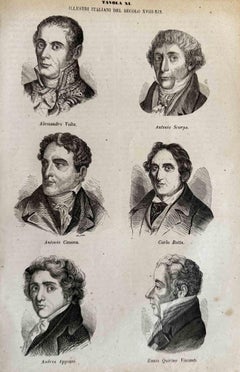 Italienische berühmte Persönlichkeiten des 18. bis 19. Jahrhunderts – Lithographie – 1862
