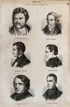 Antique Italian Celebrities of 29th Century - Lithograph - 1862