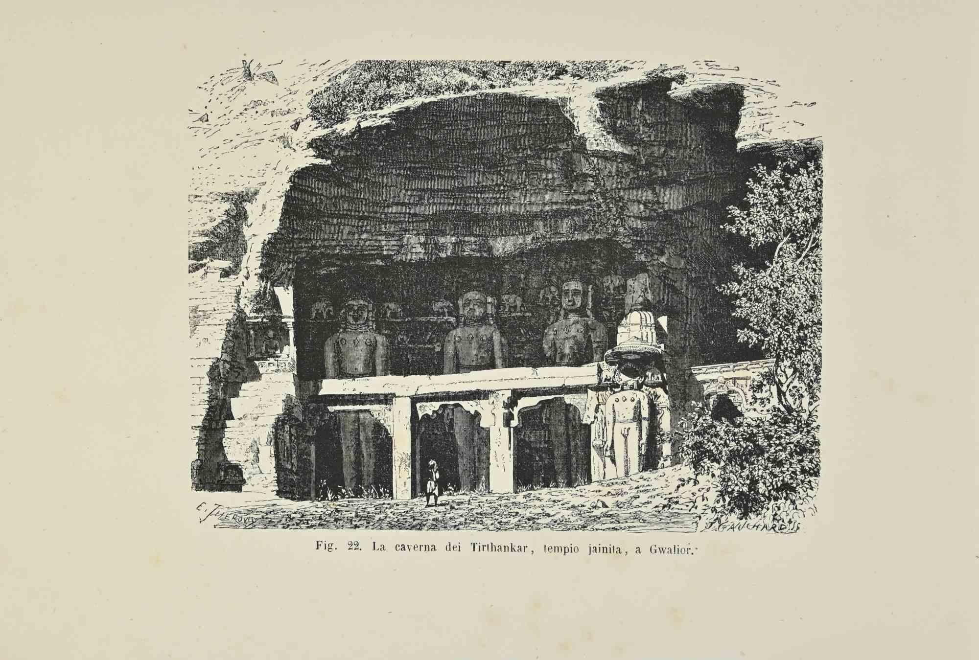 Various Artists Figurative Print – Jainit- Tempel aus Jainit in Gwalior – Lithographie – 1862