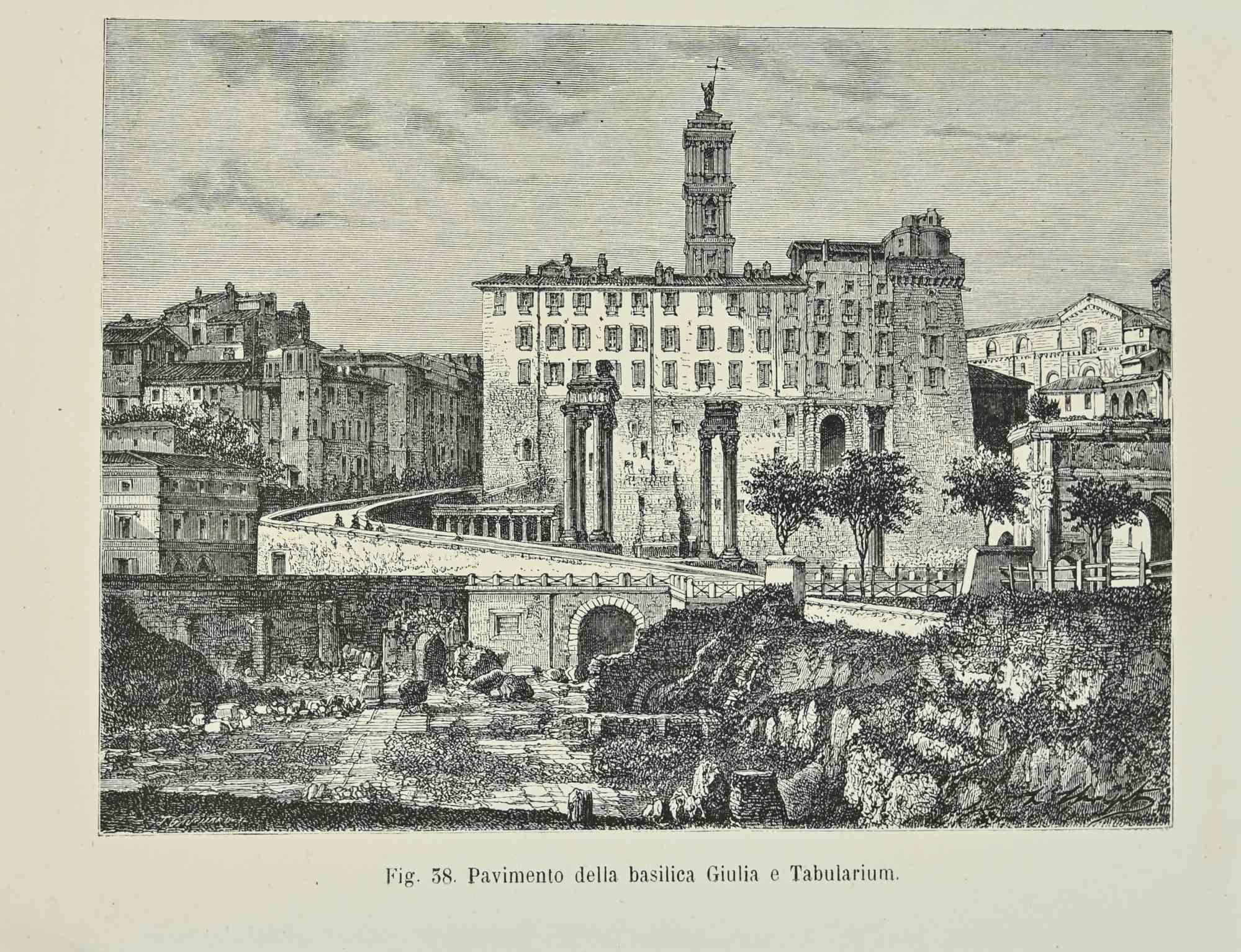 Various Artists Figurative Print - Julia Basilica and Tabularium - Lithograph - 1862