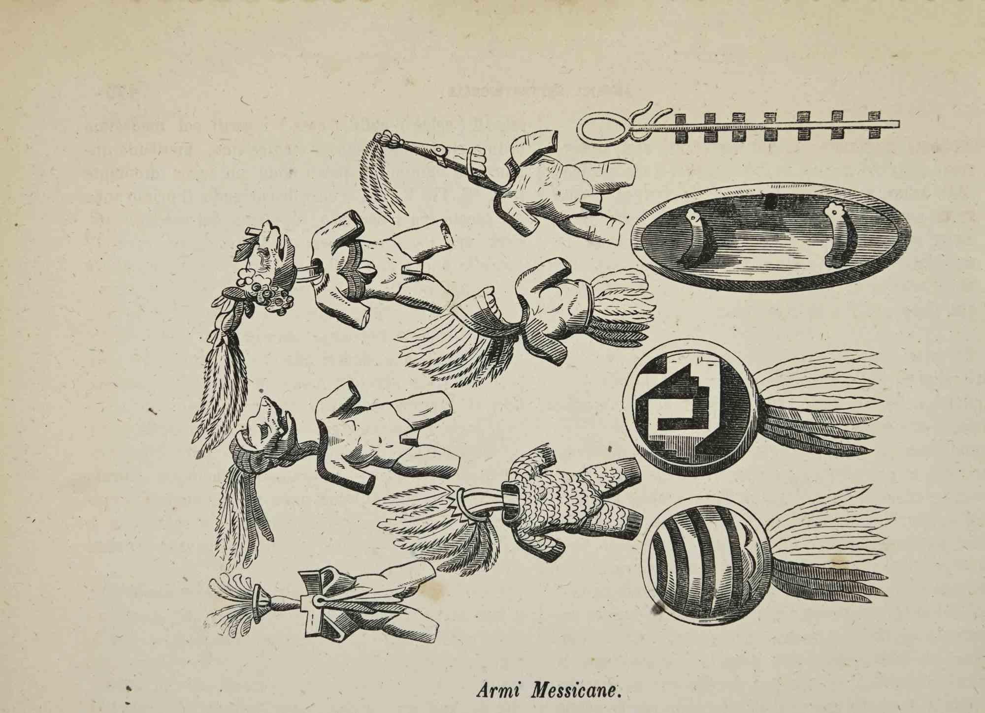 Mexican Weapons - Lithograph - 1862