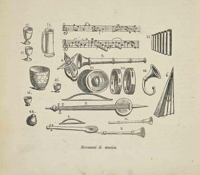 Musical Instruments 1775 Antique Sheet Music 'Drums and Trumpets or a Parade in Broadway', circa ...