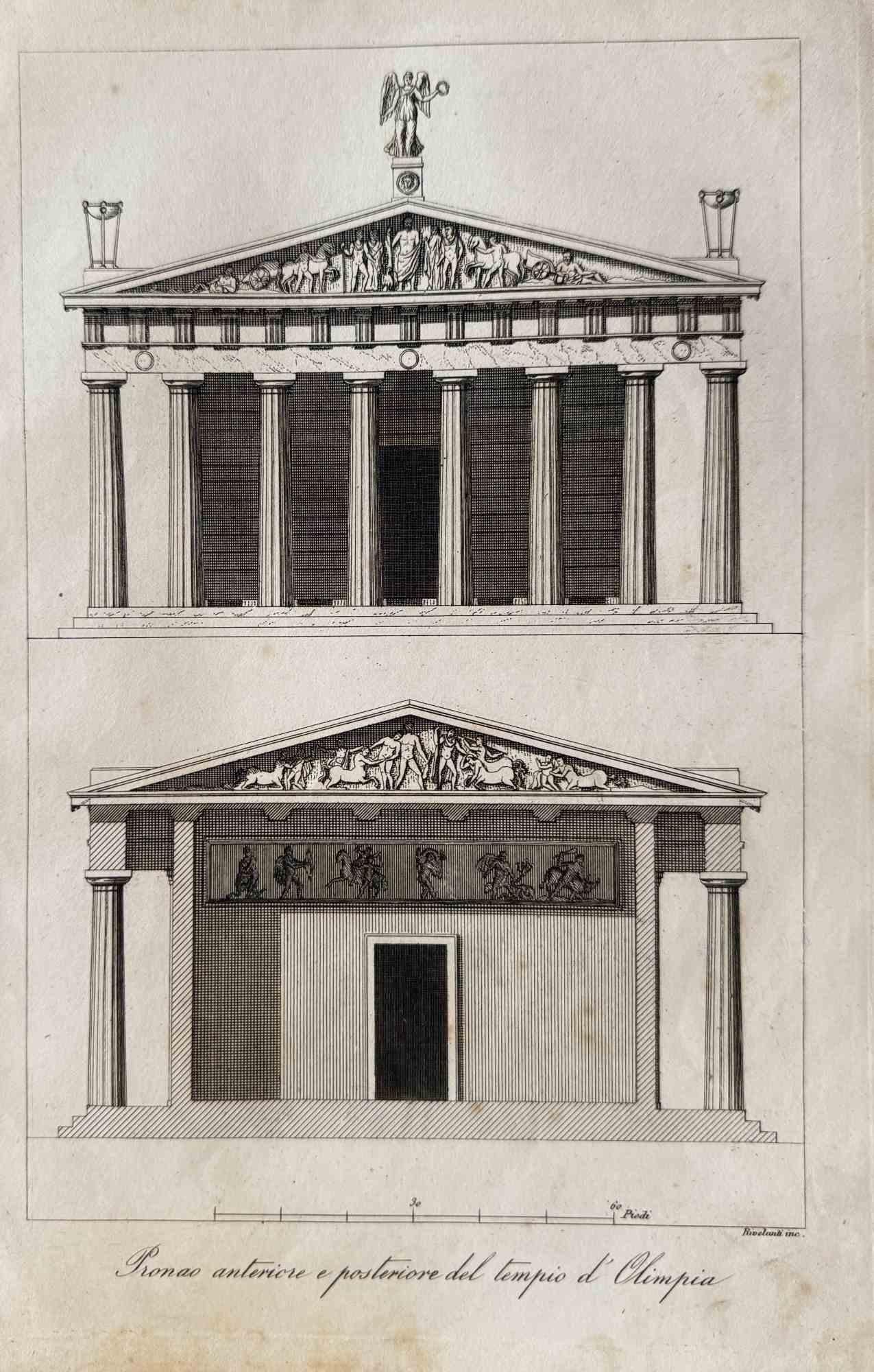 Various Artists Figurative Print – Olympischer Tempel - Lithographie - 1862
