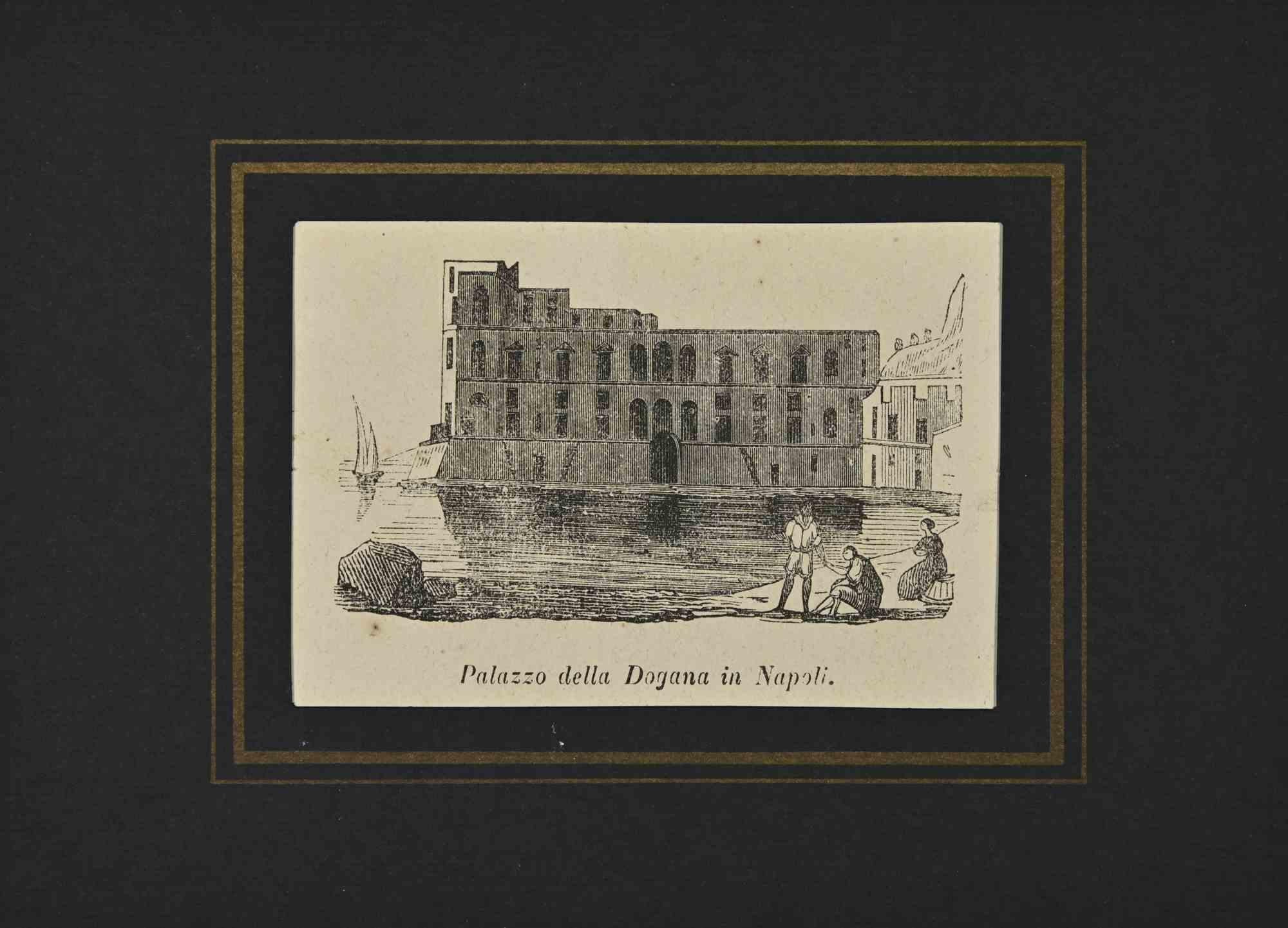 Various Artists Figurative Print - Palace of Customs in Naples - Lithograph - 1862