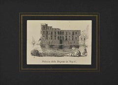 Antique Palace of Customs in Naples - Lithograph - 1862