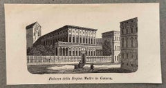 Antique Palace of the Queen Mother in Genoa - Lithograph - 19th Century 