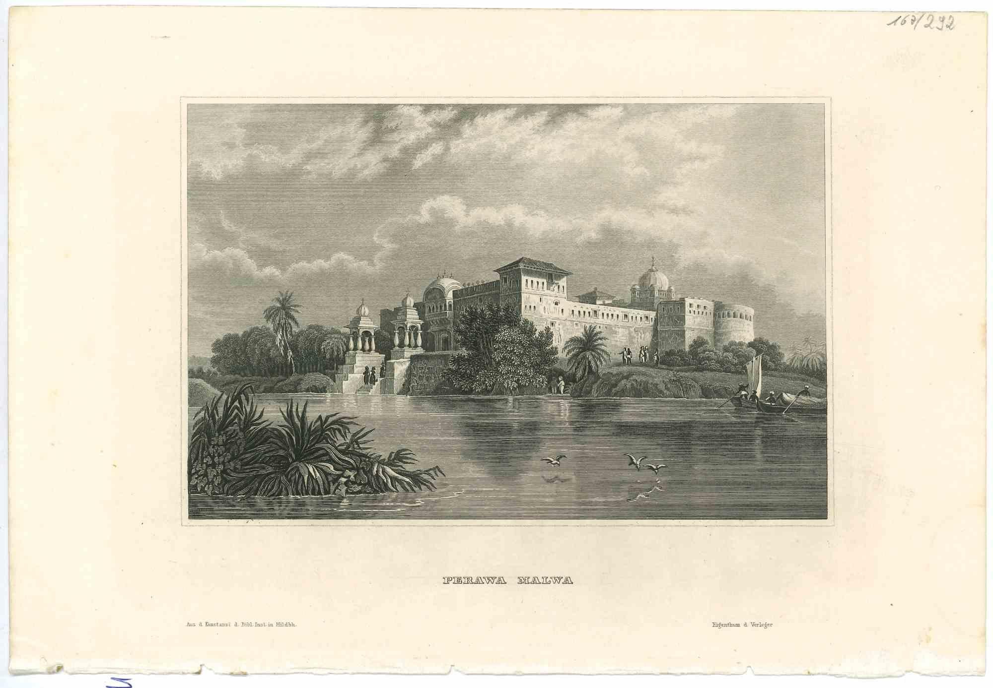 Unknown Landscape Print - Perawa Malwa - Original Lithograph - Mid 19th Century