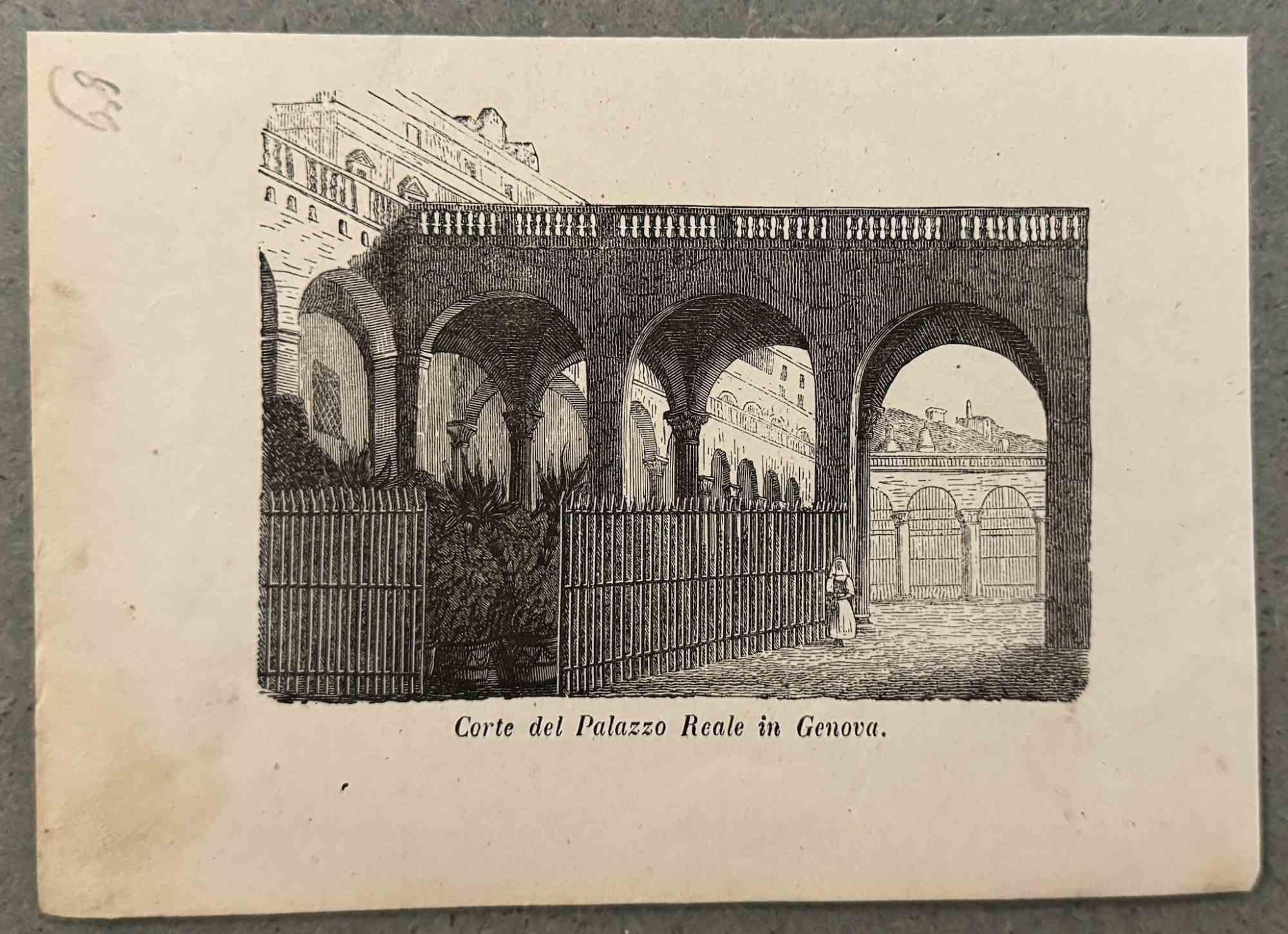 Various Artists Figurative Print - Royal Palace in Genoa - Lithograph - 19th Century 