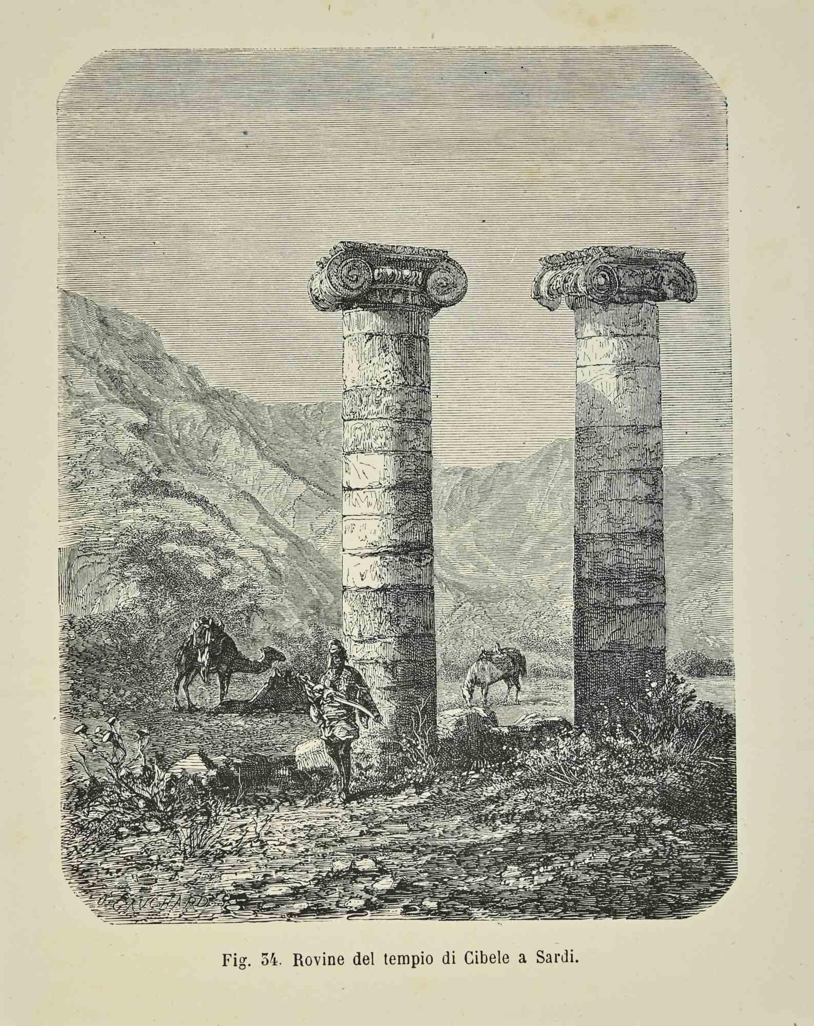 Various Artists Figurative Print - Ruins of the Temple of Cybele in Sardis - Lithograph - 1862