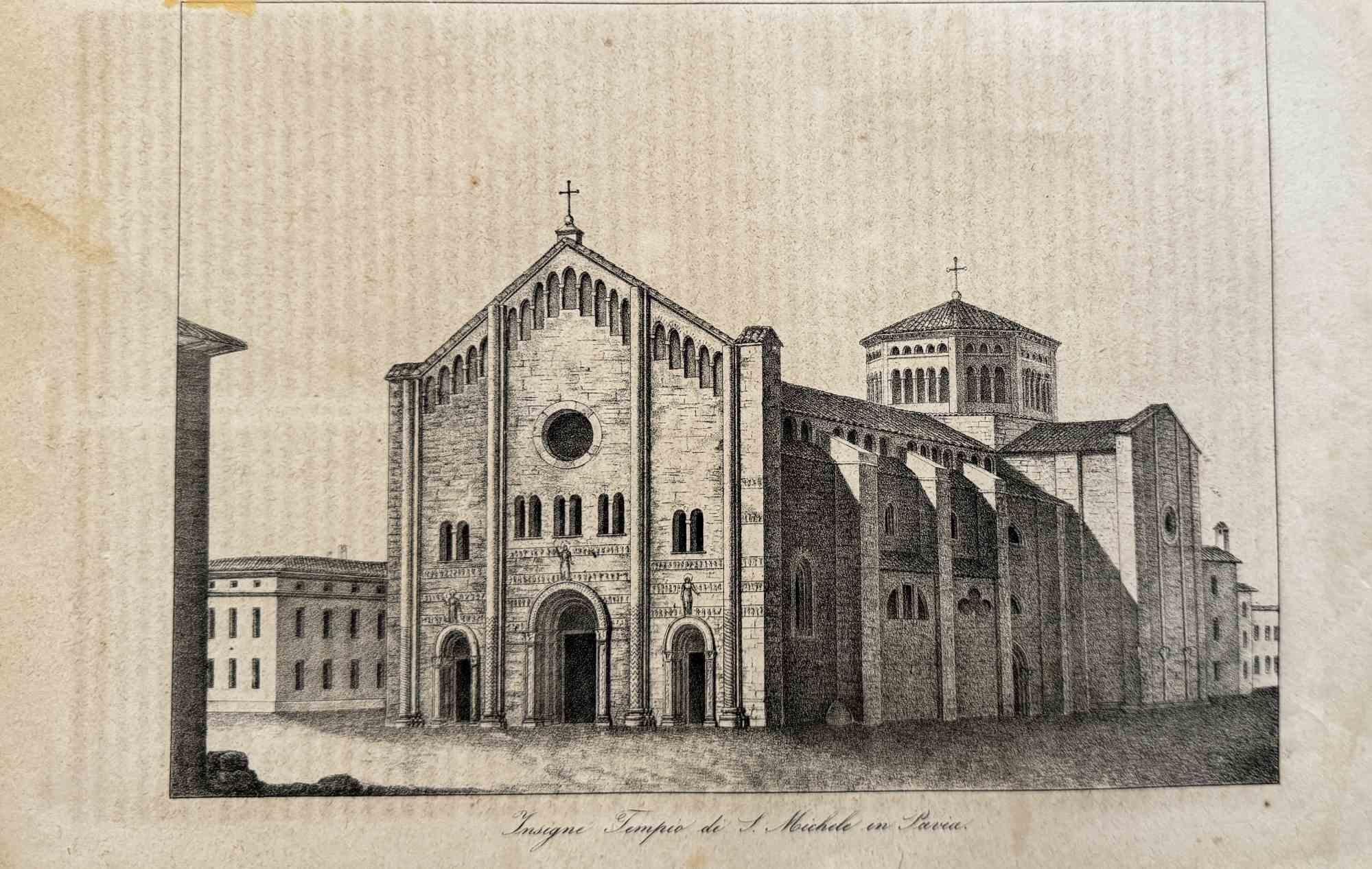 Saint Micheal Temple, Pavia - Lithograph - 1862