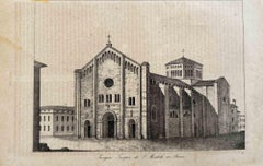 Antique Saint Micheal Temple, Pavia - Lithograph - 1862