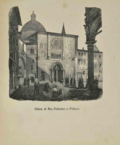 Lithographie de San Feliciano en Foligno - 19e siècle 