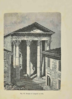 Antique Temple of Augustus in Pula - Lithograph - 1862