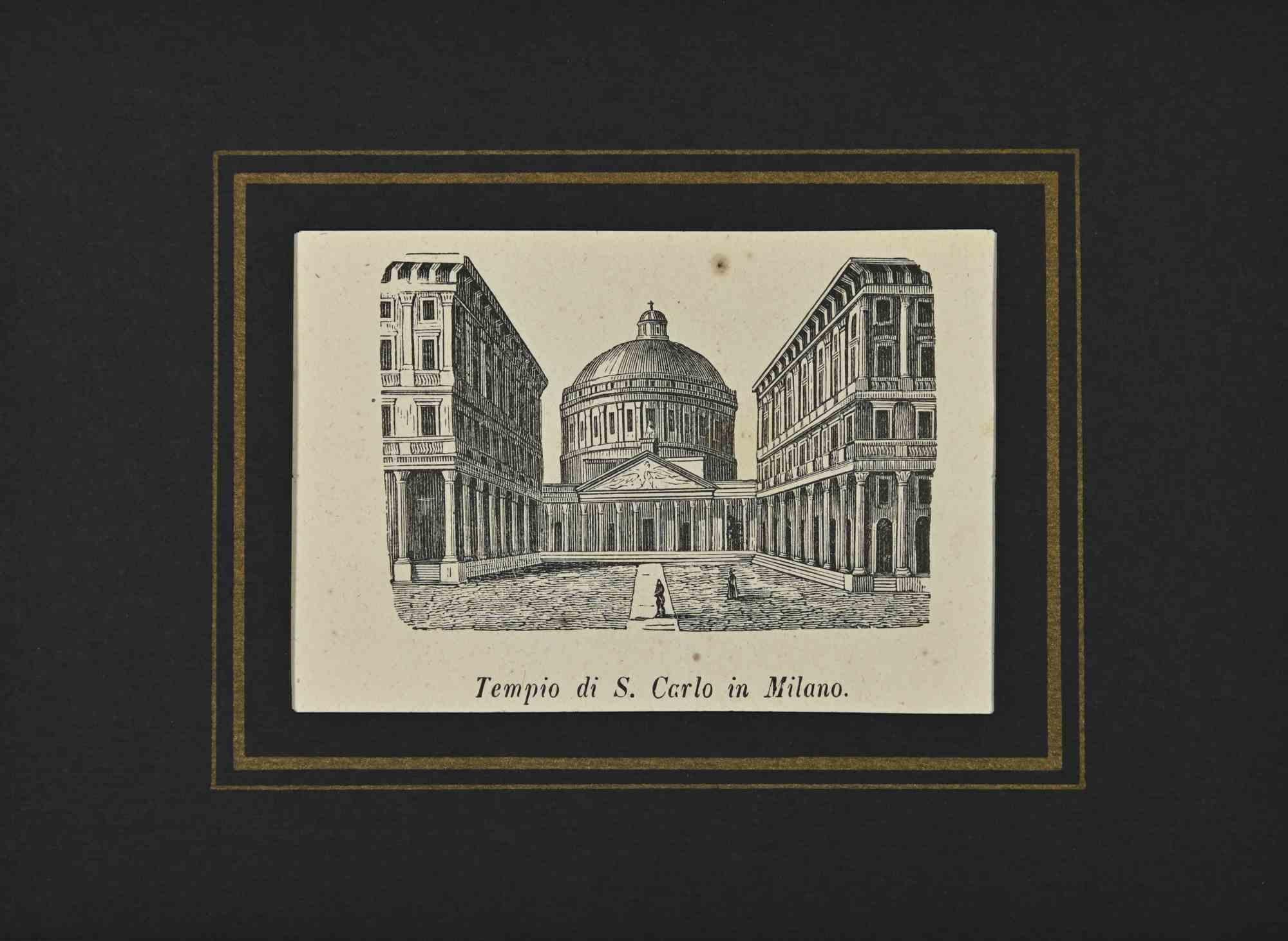 Various Artists Figurative Print – Temple of Saint Charles – Lithographie – 1862