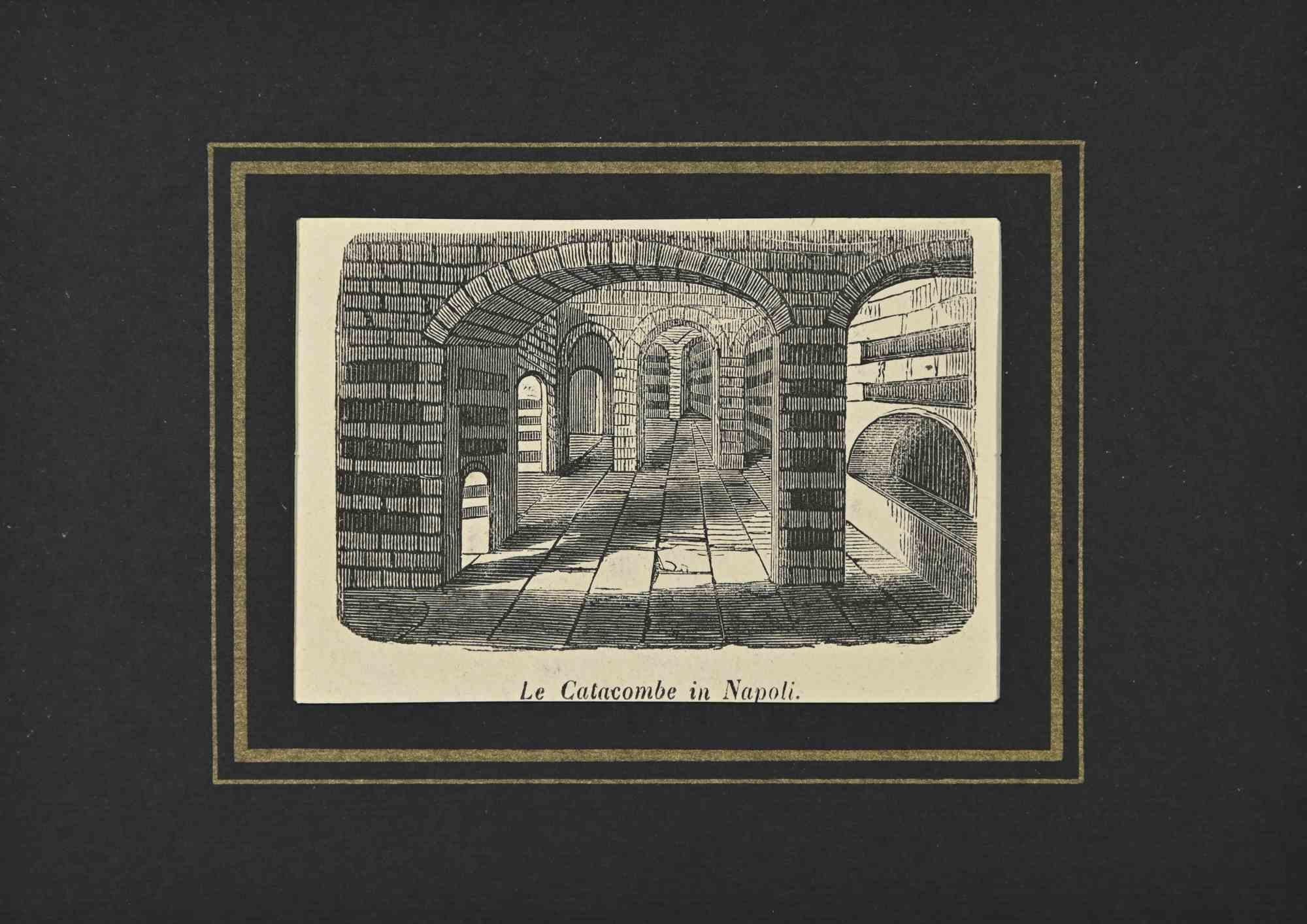 Various Artists Figurative Print - The Catacombs in Naples - Lithograph - 1862