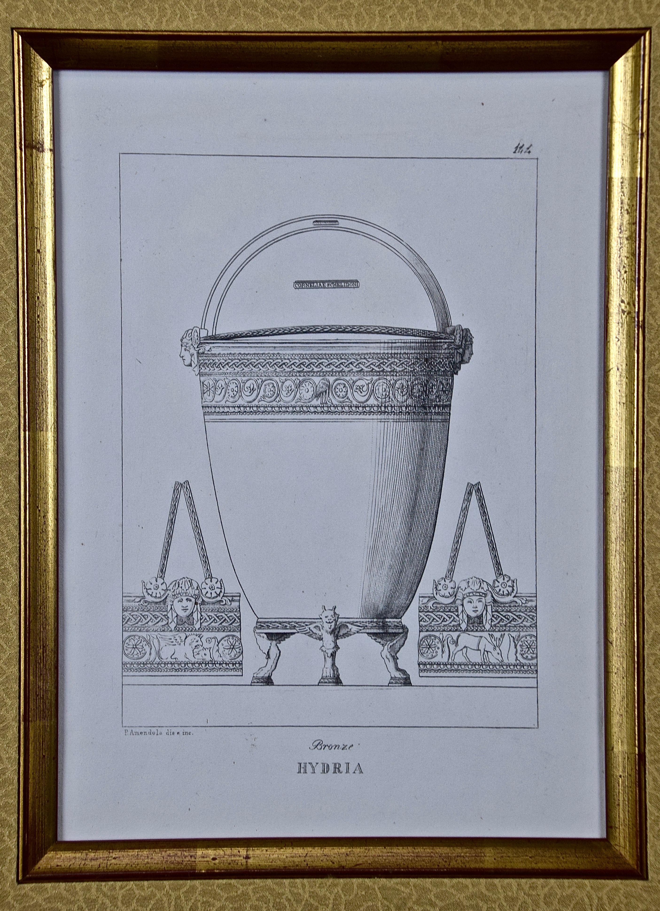 Trois gravures d'éléments architecturaux italiens classiques en bronze du 19e siècle - Autres styles artistiques Print par Unknown