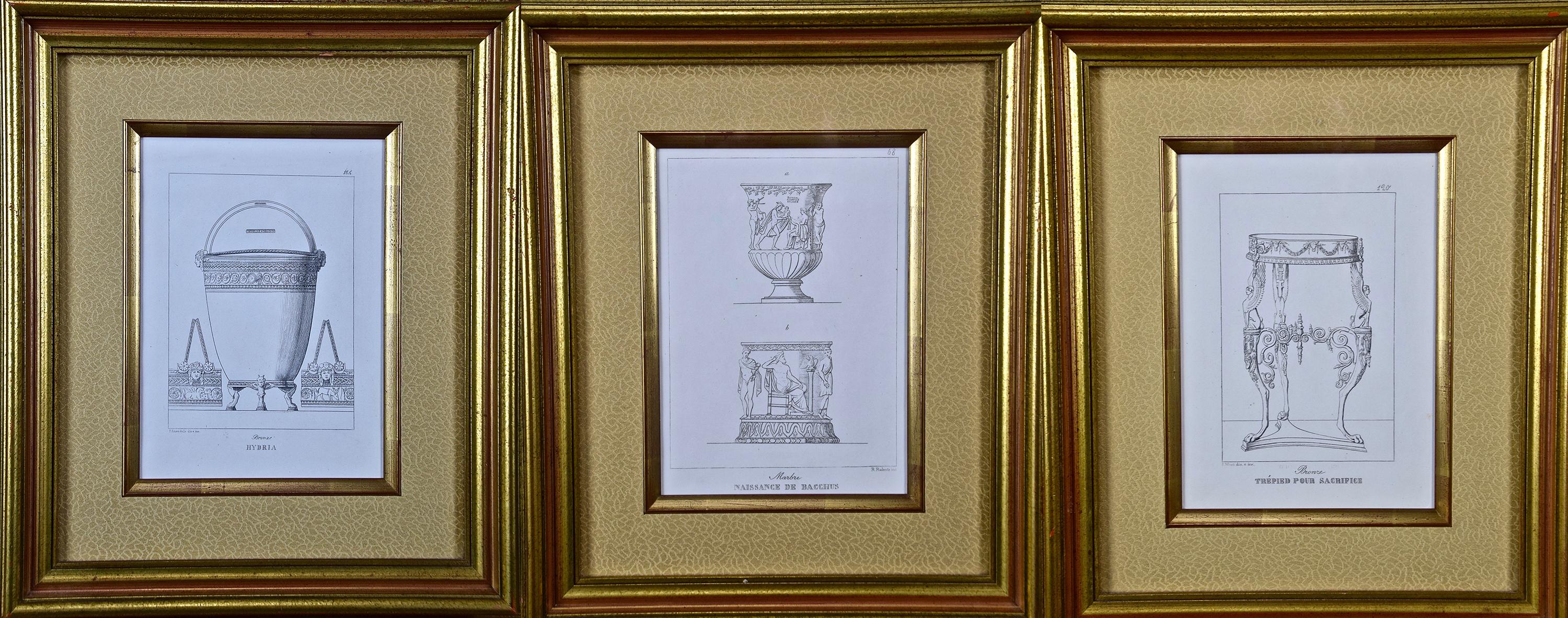 Unknown Interior Print - Three 19th C. Engravings of Classical Italian Bronze Architectural Elements