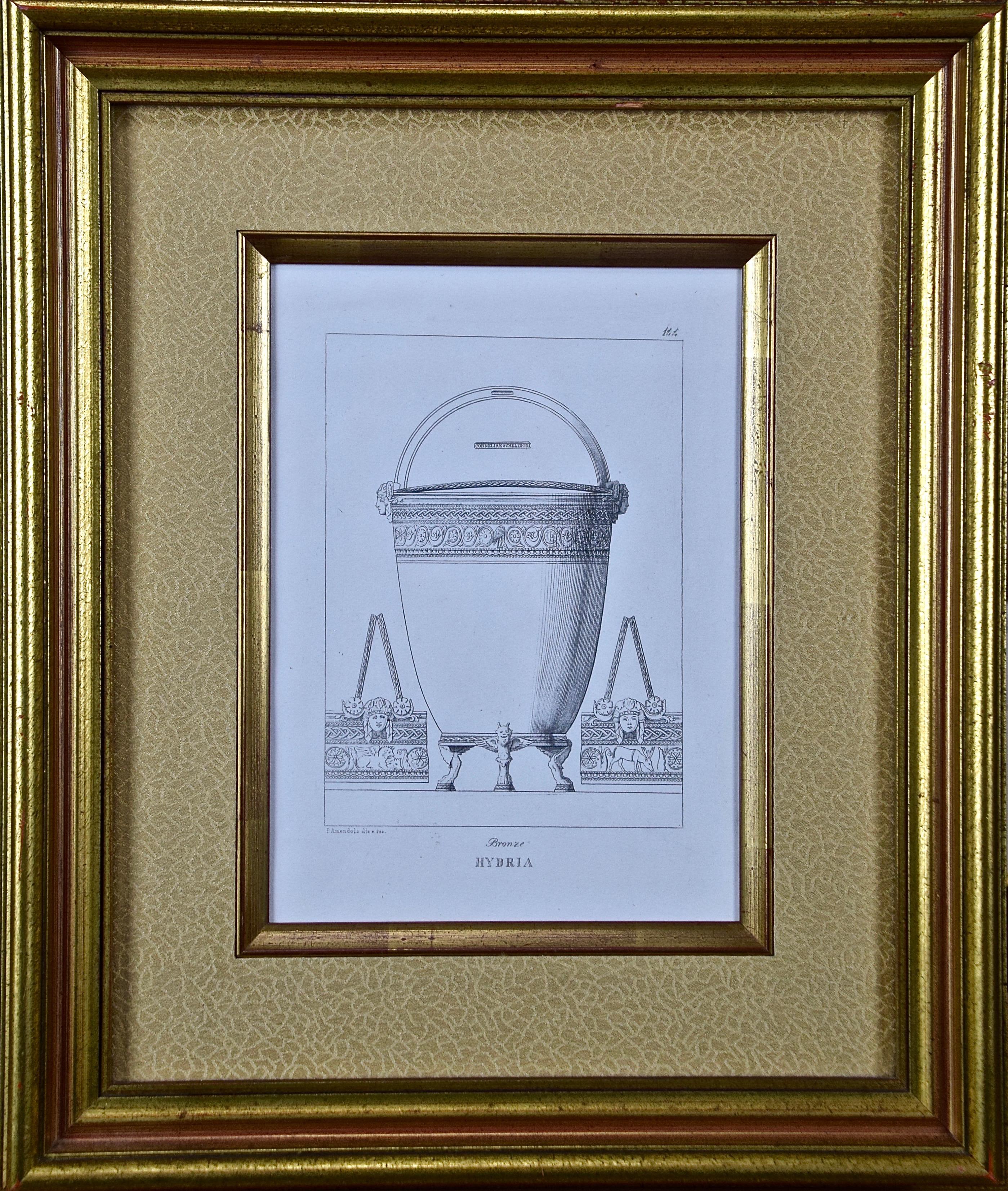 Three 19th C. Engravings of Classical Italian Bronze Architectural Elements - Print by Unknown