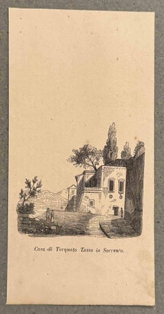 Antique Torquato Tasso's House - Lithograph - 19th Century