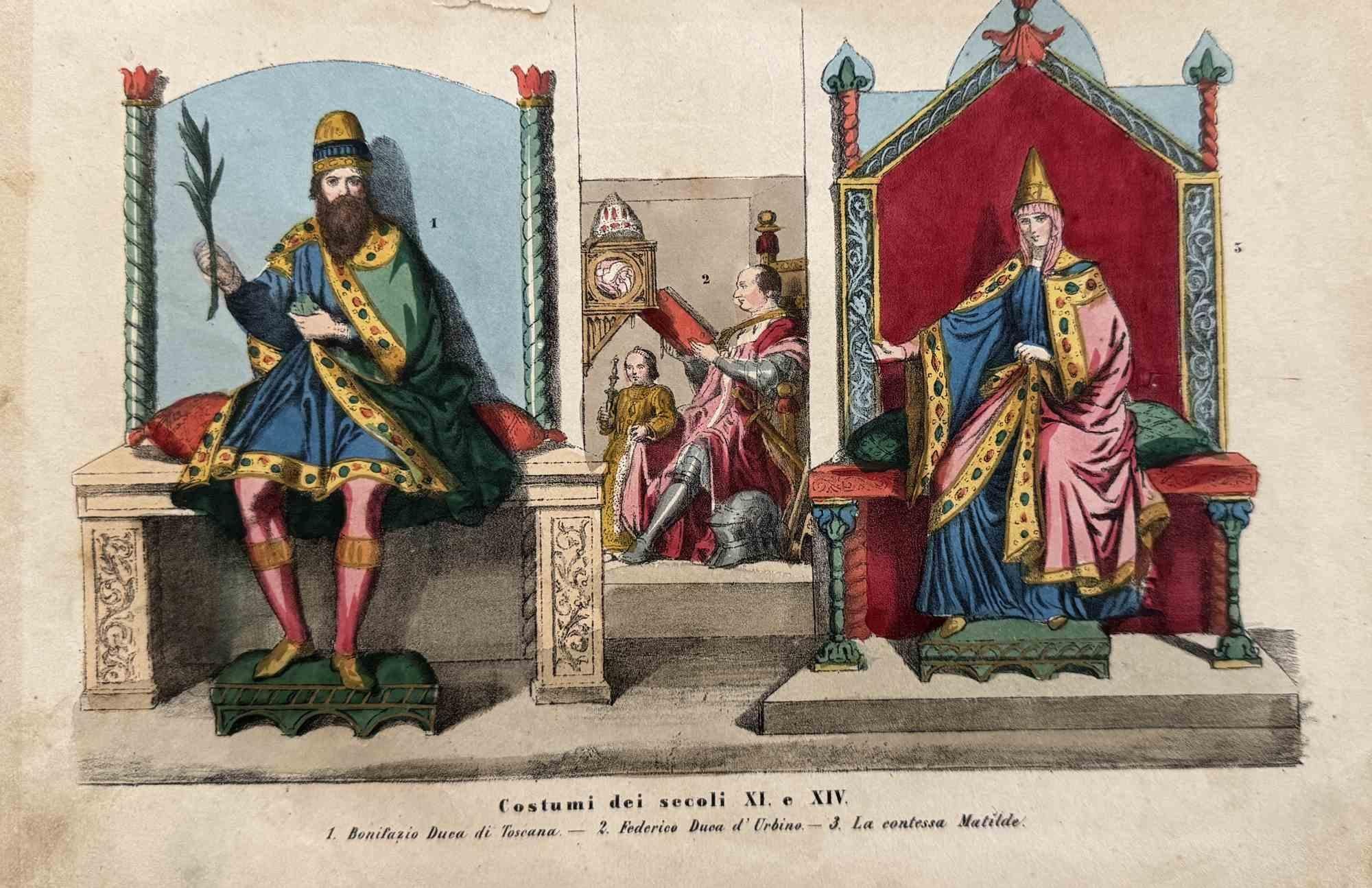 Various Artists Figurative Print – Uses and Customs - 11. und 14. Toskana - Lithographie - 1862