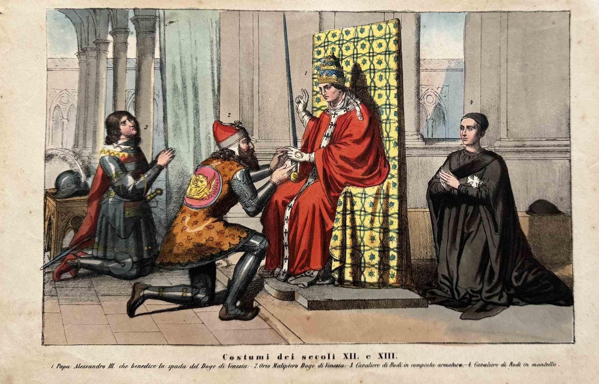 Various Artists Figurative Print – Uses and Customs – 13. und 12. Jahrhundert – Lithographie – 1862
