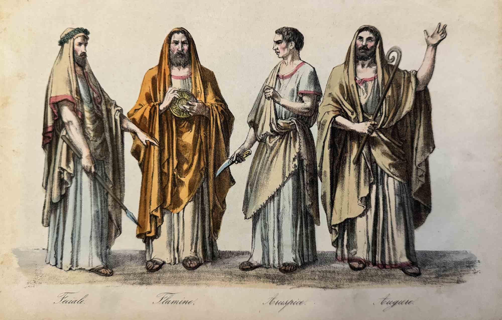 Various Artists Figurative Print - Uses and Customs - Ancient Romans - Lithograph - 1862