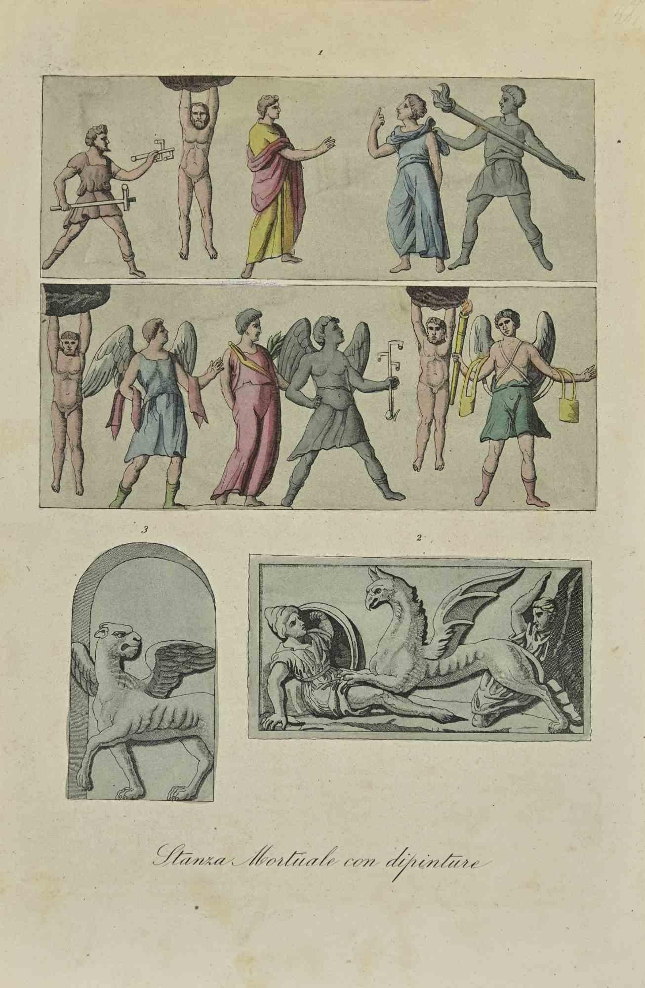 Various Artists Figurative Print - Uses and Customs - Angles and men - Lithograph - 1862