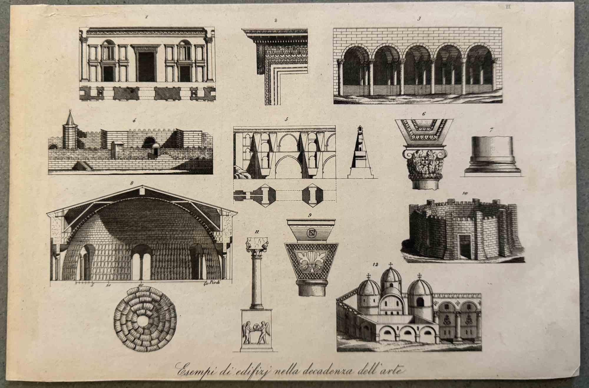 Figurative Print de Various Artists - Usos y Costumbres - Arquitectura - Litografía - 1862