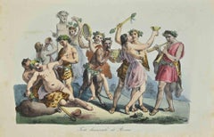 Uses and Customs - Bacchanal Feast - Lithograph - 1862