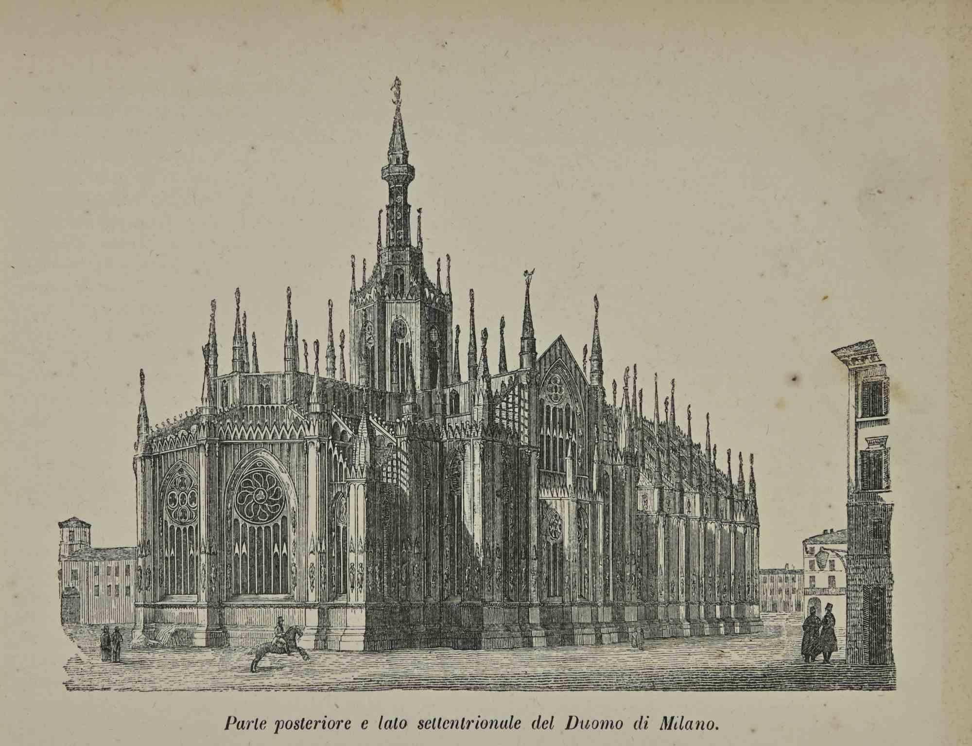 Various Artists Landscape Print - Uses and Customs - Back and North Side of the Cathedral of Milan - 1862