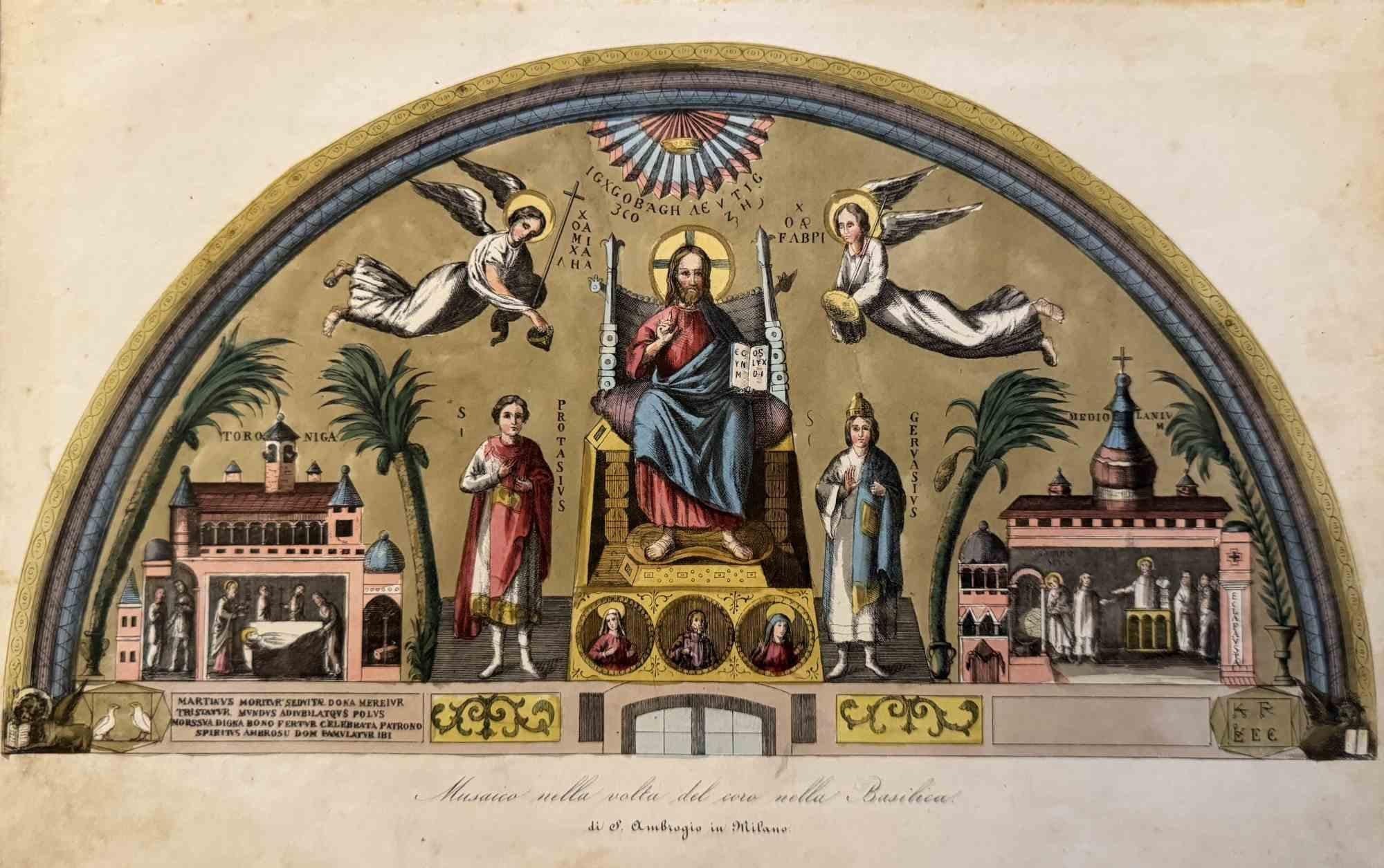 Various Artists Figurative Print - Uses and Customs - Basilica of Sant'Ambrogio - Lithograph - 1862