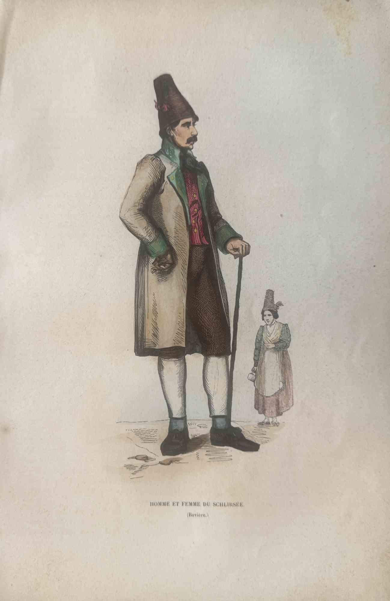 Various Artists Figurative Print – Uses and Customs – Bayerisch – Lithographie – 1862
