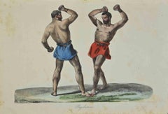 Antique Uses and Customs - Boxers - Lithograph - 1862