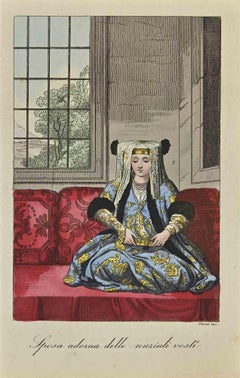 Us et coutumes - Mariée - Lithographie - 1862