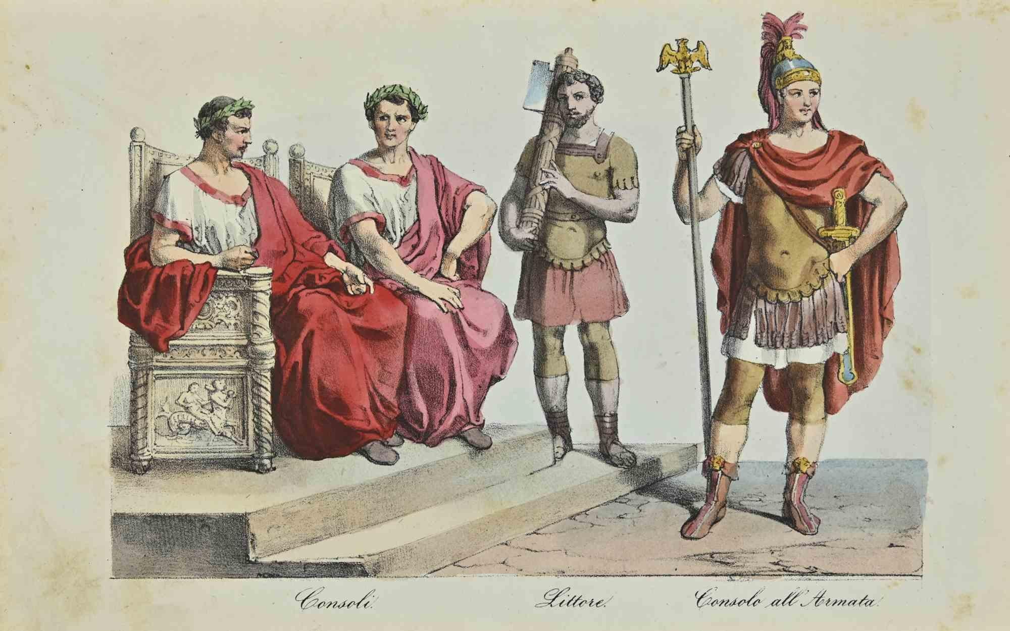 Various Artists Figurative Print - Uses and Customs -Caesars - Lithograph - 1862