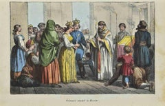 Utilisations et douanes - cérémonie de mariage en Russie - Lithographie - 1862