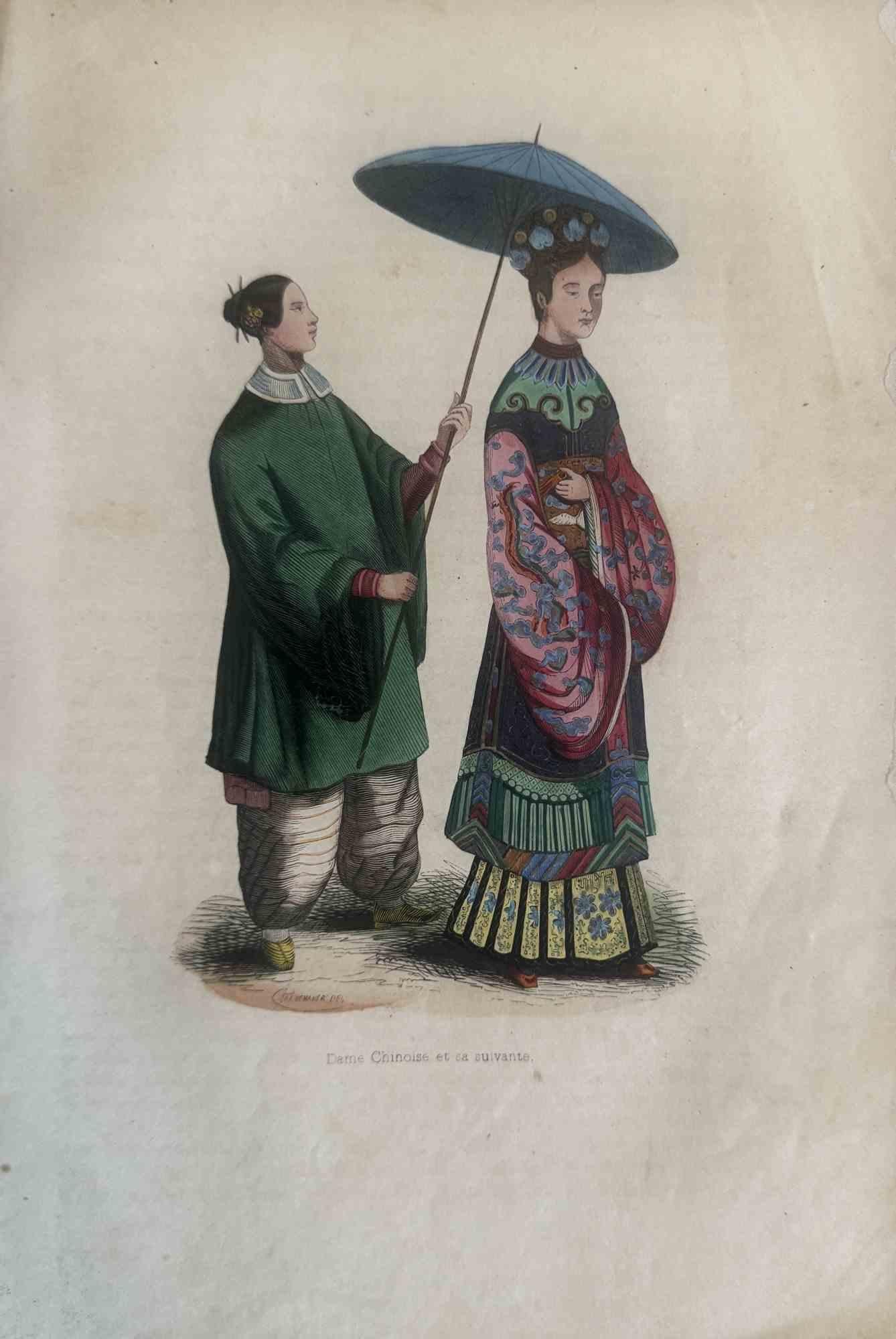 Various Artists Figurative Print - Uses and Customs - Chinese lady - Lithograph - 1862