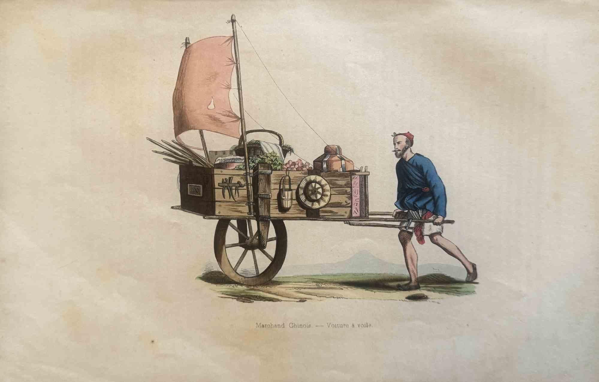 Figurative Print di Various Artists - Usi e costumi - Mercante cinese - Litografia - 1862