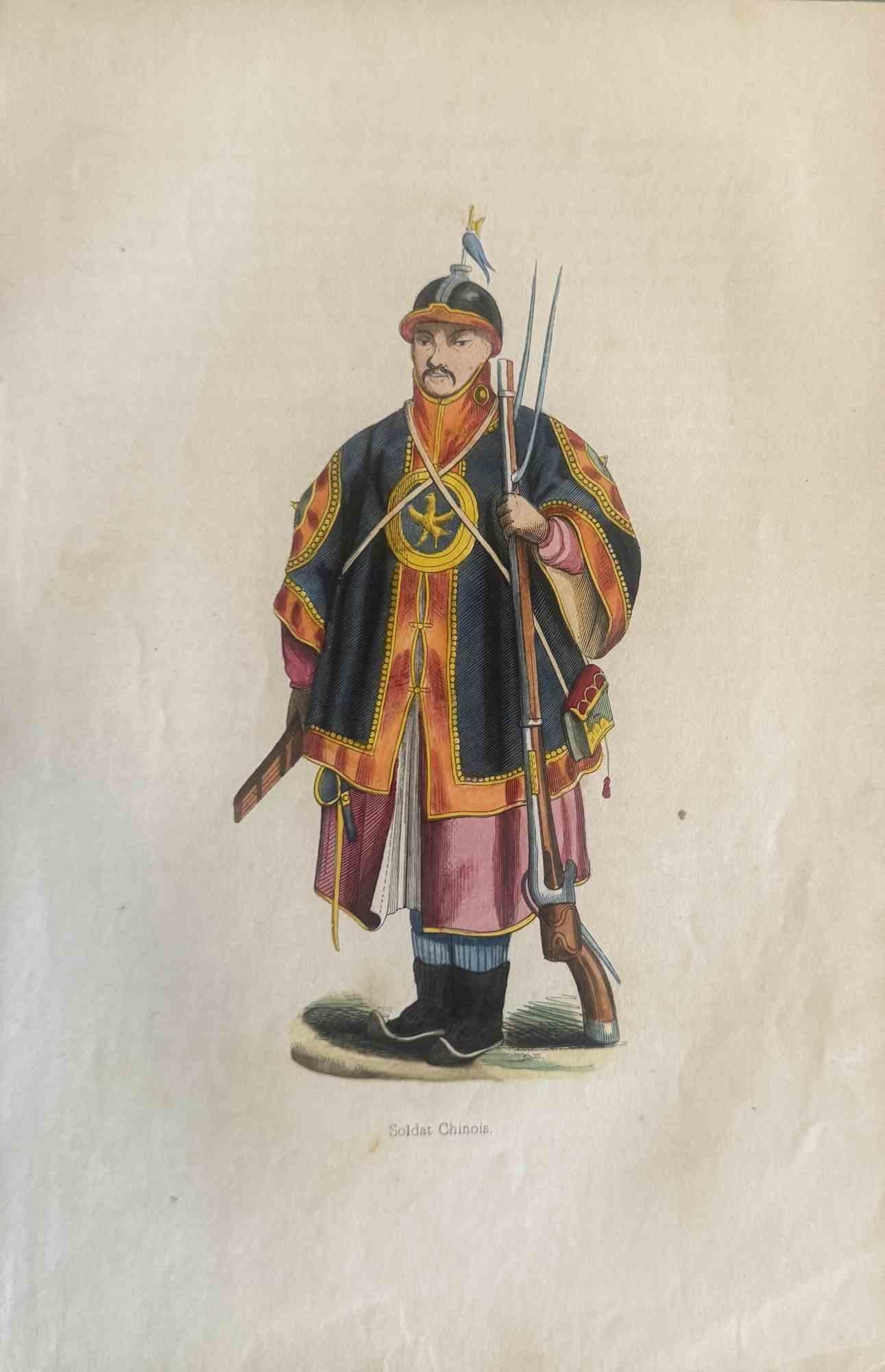 Various Artists Figurative Print - Uses and Customs - Chinese Soldier - Lithograph - 1862
